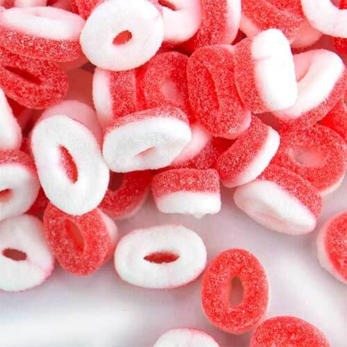 KERVAN 6123 HALAL STRAWBERRY GUMMY RINGS (CONTAINER AVG 0.60 LB) per/LB