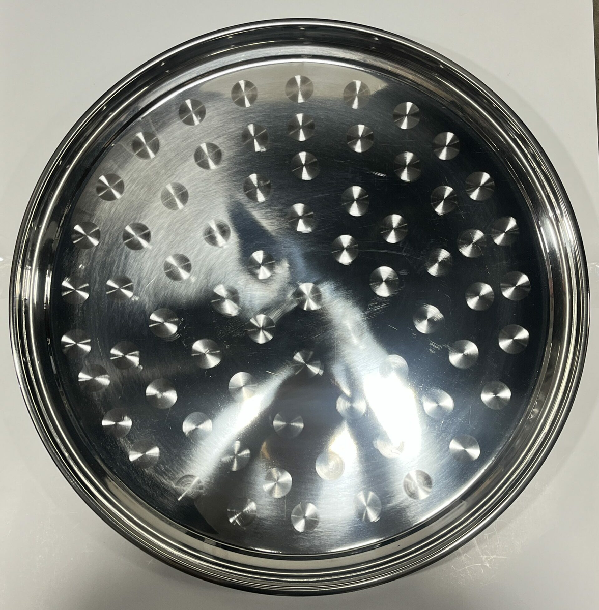 TRAY ROUND STAINLESS SWIRL CIRCLE DESIGN