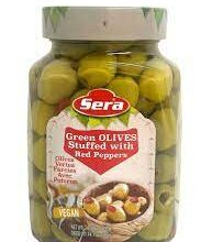 OLIVES GREEN STUFFED WITH RED PEPPERS