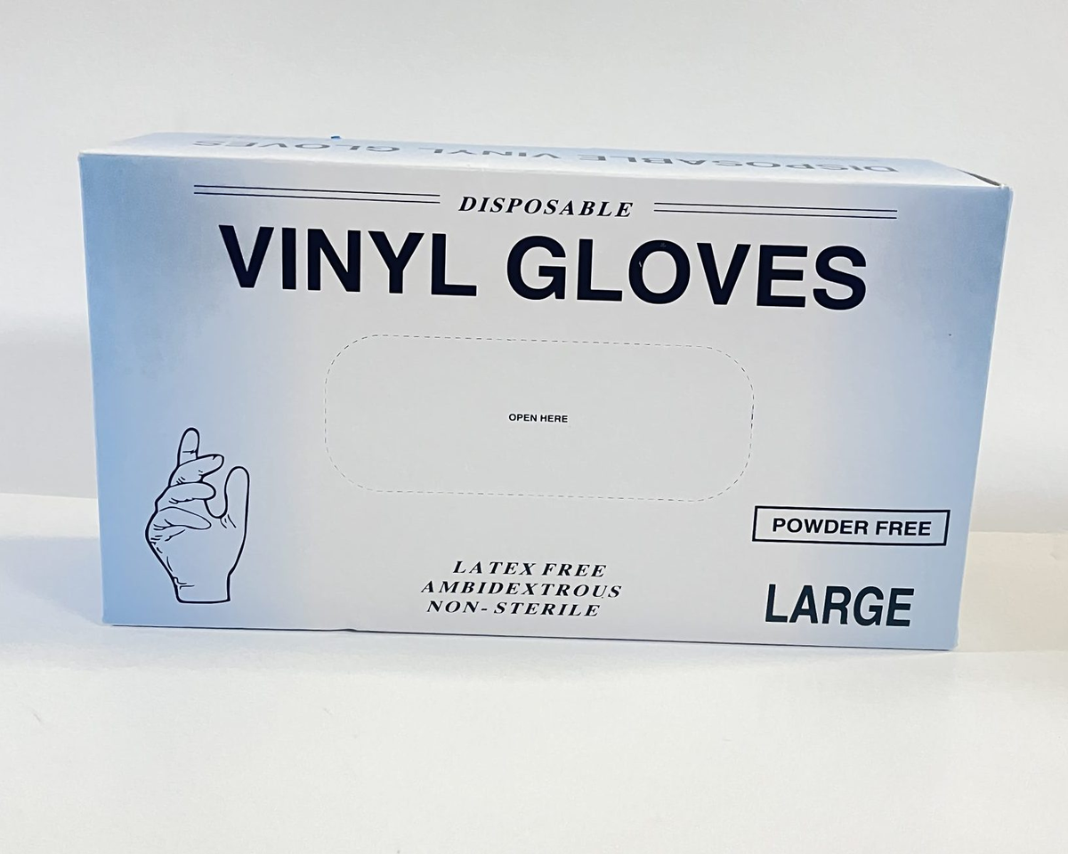 POWDER FREE VINYL DISPOSABLE GLOVES MEDIUM  100COUNT